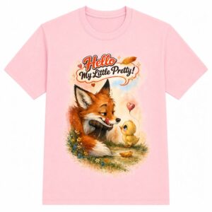 Cute Fox & Chick 'Hello My Little Pretty' Pink T-Shirt