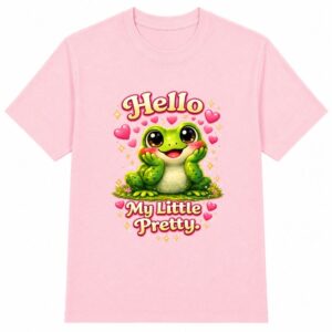 Cute Frog 'Hello My Little Pretty' Pink Graphic T-Shirt