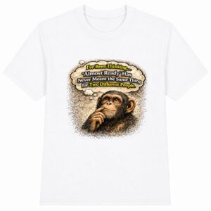 Thinking Chimp 'Almost Ready' Funny Quote T-Shirt